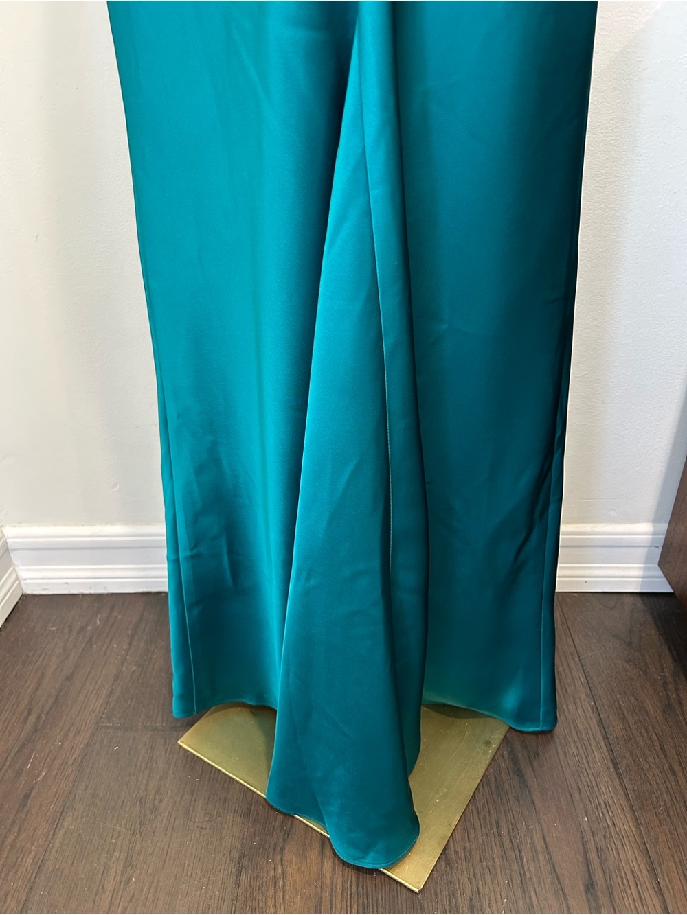BETSY & ADAM - Strapless Mixed Media Teal Gown Size 6 - Picture 9 of 15